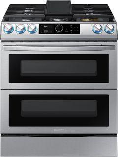 Samsung 30" Fingerprint Resistant Stainless Steel Front Control Slide-in Dual Fuel Range