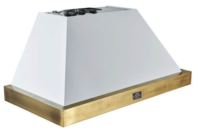 FORNO® Vittorio 48" White Wall Mounted Range Hood with Antique Brass Trim-3