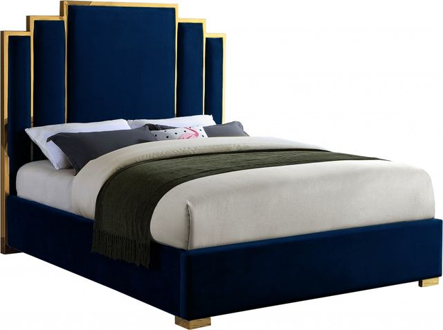 Meridian Furniture Hugo Navy Velvet King Bed-0