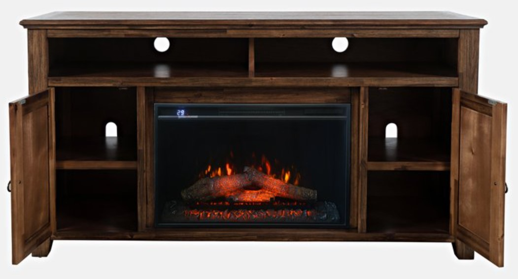 メタヴィティスカルファイヤー Jofran Inc. Bakersfield Brown Electric Fireplace Media Console