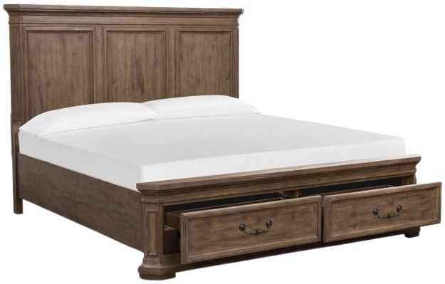Magnussen Home® Adler Court Florentine Walnut King Panel Storage Bed-1