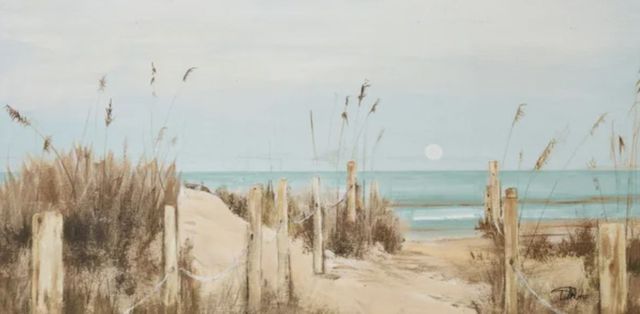 Stylecraft White Moon Over the Blue Ocean Wall Art-2