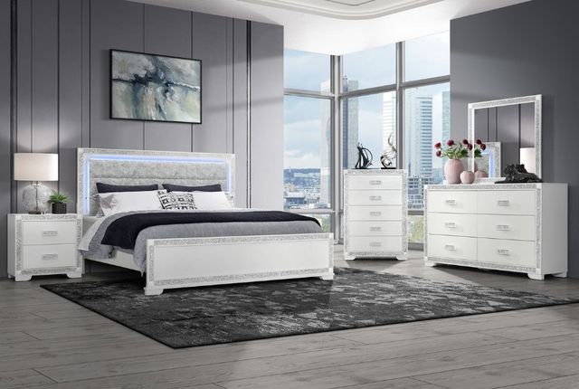 Global Furniture USA Soleil White Queen Panel Bed-1
