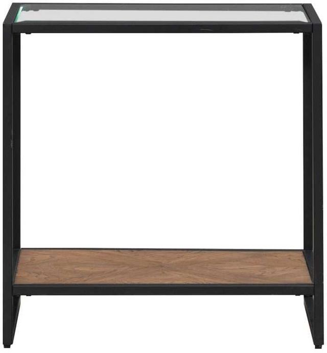 Liberty Furniture Bedford Glass Top Chairside Table with Black/Weathered Oak Base-3