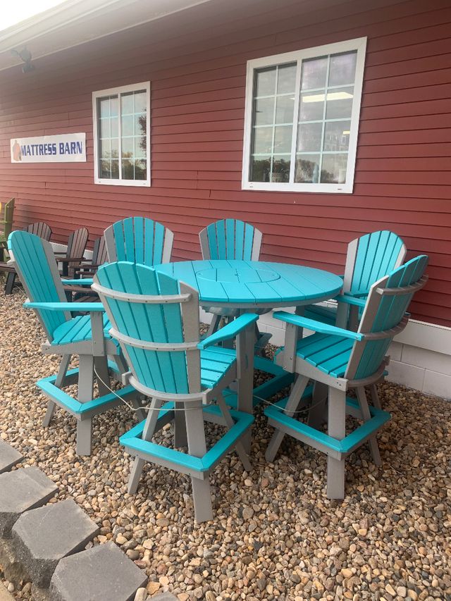60" Round Bar Height Table with 6 Classic Back Swivel Bar Chairs-0