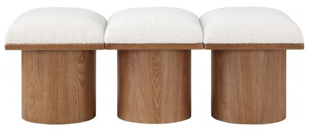 Meridian Furniture Pavilion 3-Piece Cream/Walnut 47" Modular Bench Set-1
