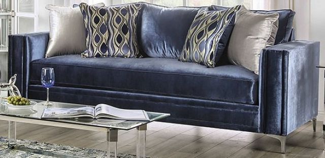Furniture of America® Jodie 2-Piece Satin Blue Living Room Set-1