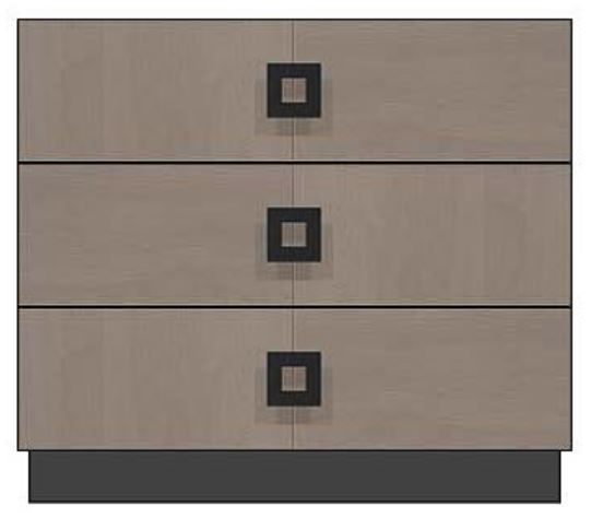Country View Woodworking Customizable American Modern 36" Square Black 3-Drawer Plinth Base Bedside Chest