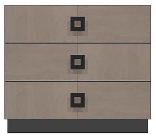 Country View Woodworking Customizable American Modern 36" Square Black 3-Drawer Plinth Base Bedside Chest-0