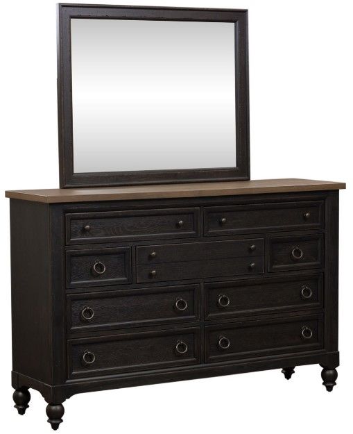 Liberty Furniture Americana Farmhouse Black Dresser and Mirror-0