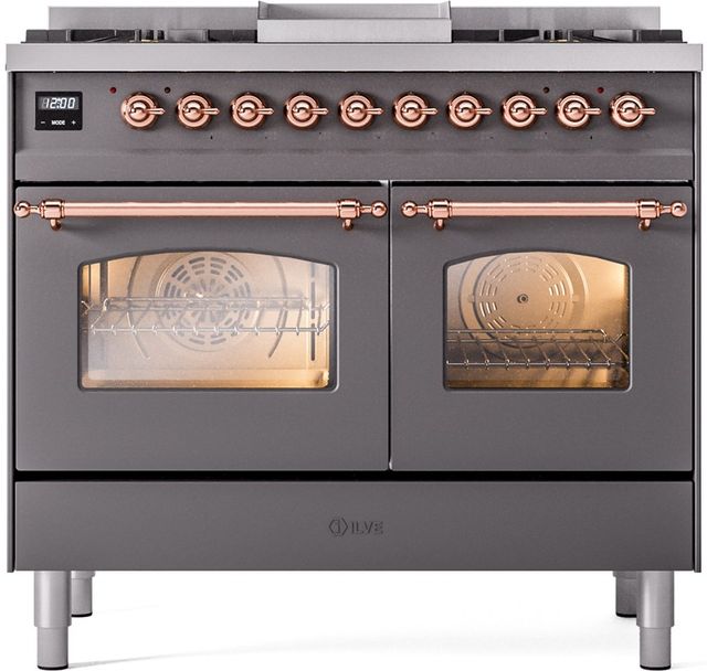 Ilve® Nostalgie II Series 40" Graphite Matte Pro Style Dual Fuel Range-0