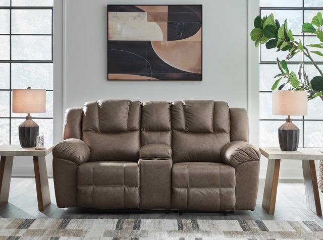 Signature Design by Ashley® Lowilla Driftwood Manual Reclining Loveseat with Console-5