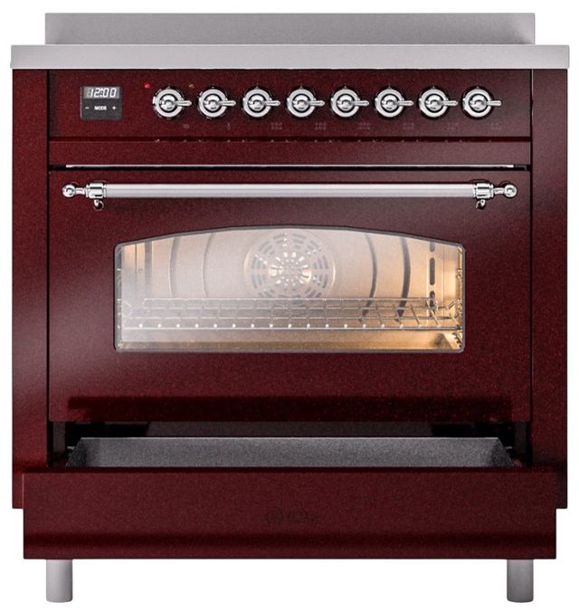Ilve® Nostalgie II Series 36" Burgundy Pro Style Induction Range-2