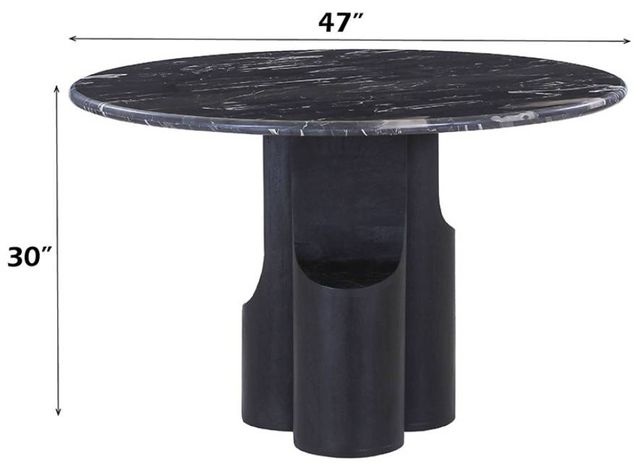 ACME Furniture Kinton Natural Marble Top Round Dining Table with Black Mercana Base-2