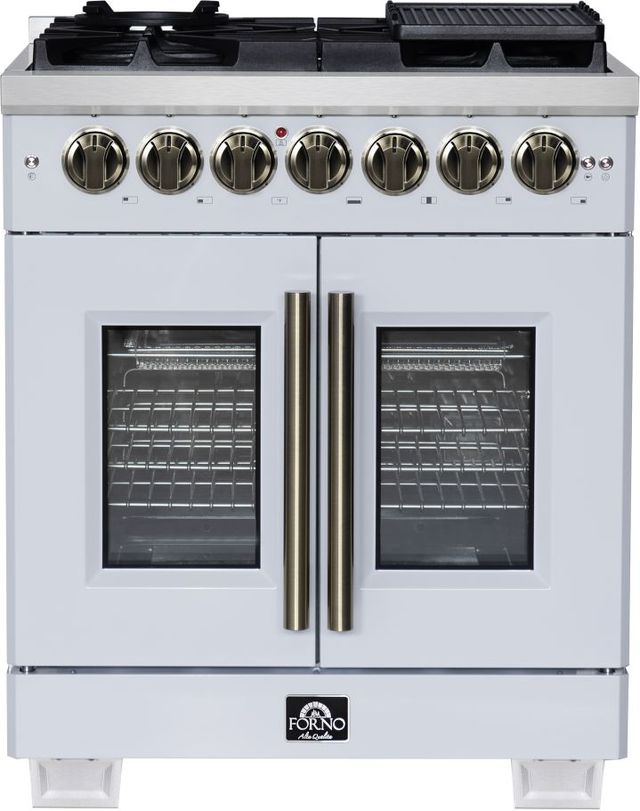 FORNO® Capriasca Series Alta Qualita 30" White Pro Style Dual Fuel Range-0