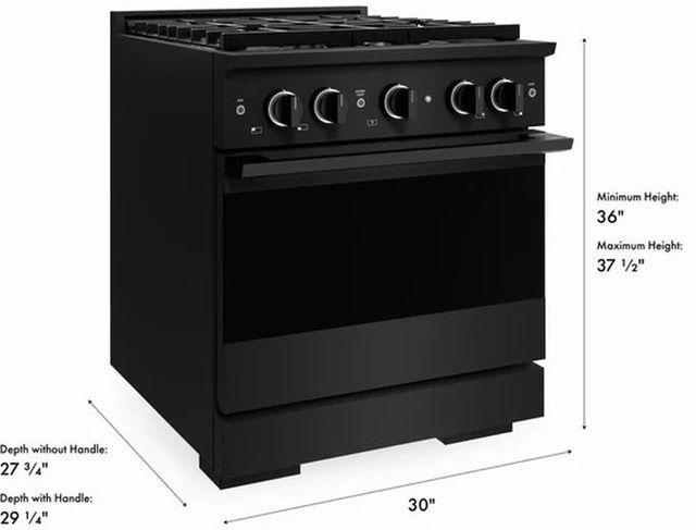 ZLINE Marino 30" Black Stainless Steel Pro Style Gas Range with 4 Brass Burner-2
