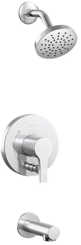 KOHLER® Elate® Rite-Temp® Polished Chrome 2.5 GPM Bath and Shower Trim Kit with Push-Button Diverter-0