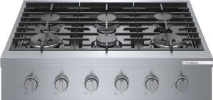 Front view of the Bosch® 800 Series 36" Stainless Steel Gas Rangetop