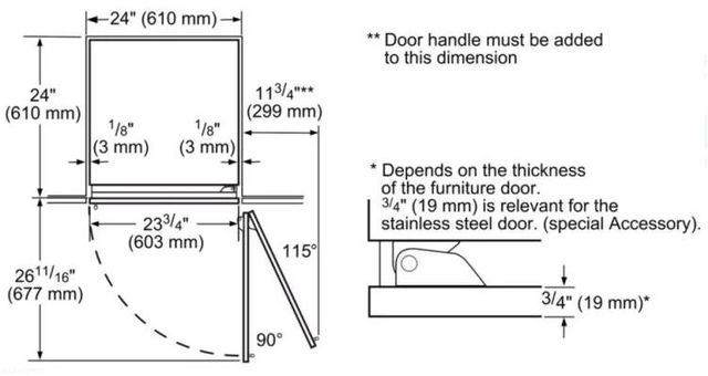 Thermador® Freedom® 23.75" Stainless Steel Handleless Door Panel-2