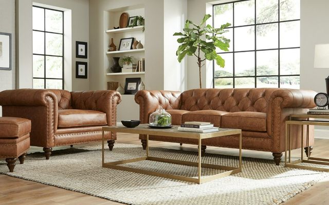 Craftmaster® Customizable CM Leather Tufted Sofa-1
