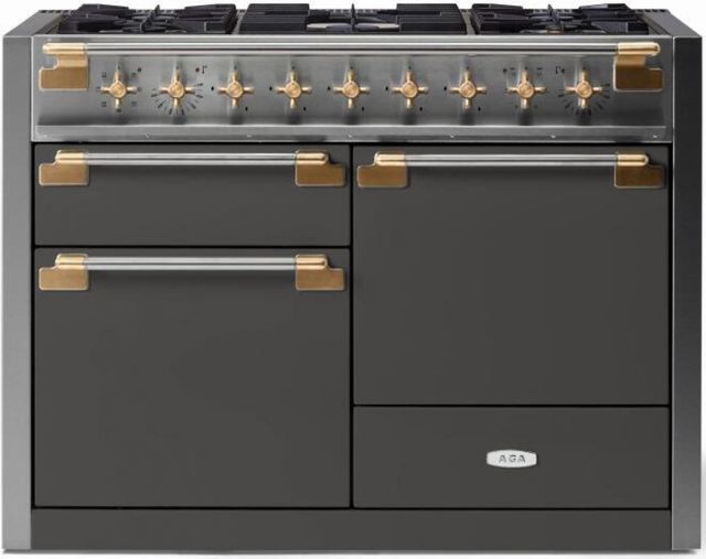 AGA™ Elise Series 48" Stainless Steel Pro Style Dual Fuel Range with Slate Door-0
