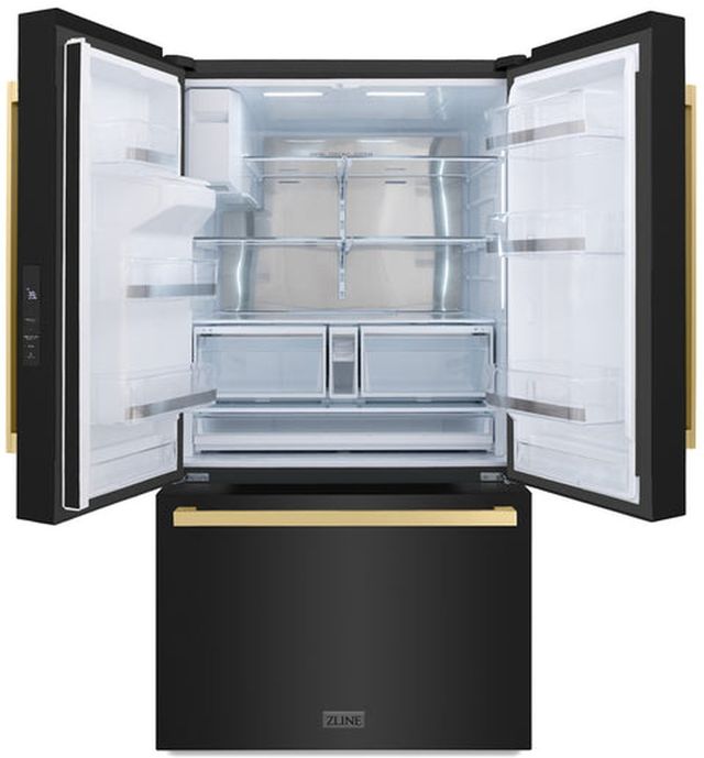 ZLINE Autograph Edition 36" 28.9 Cu. Ft. Black Stainless Steel Freestanding French Door Refrigerator-1