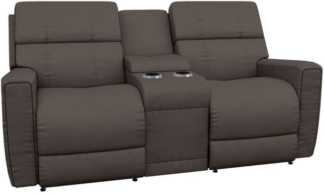 La-Z-Boy® Apollo Slate Leather Manual Reclining Loveseat with Console-0