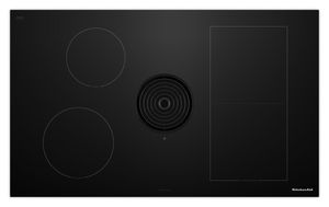 KitchenAid® NextGen 36" Black Induction Downdraft Cooktop with Bridge XL Even-Heat™ Zone Front view of the KitchenAid® NextGen 36" Black Induction Downdraft Cooktop with Bridge XL Even-Heat™ Zone