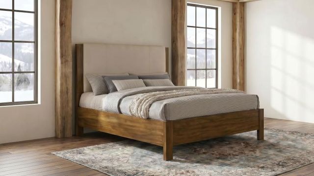 Coaster® Adderley Cream/Warm Brown California King Upholstered Panel Bed-0