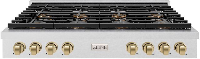 ZLINE Paramount 48" Satin Stainless Steel Gas Rangetop with Champagne Bronze Accents-0