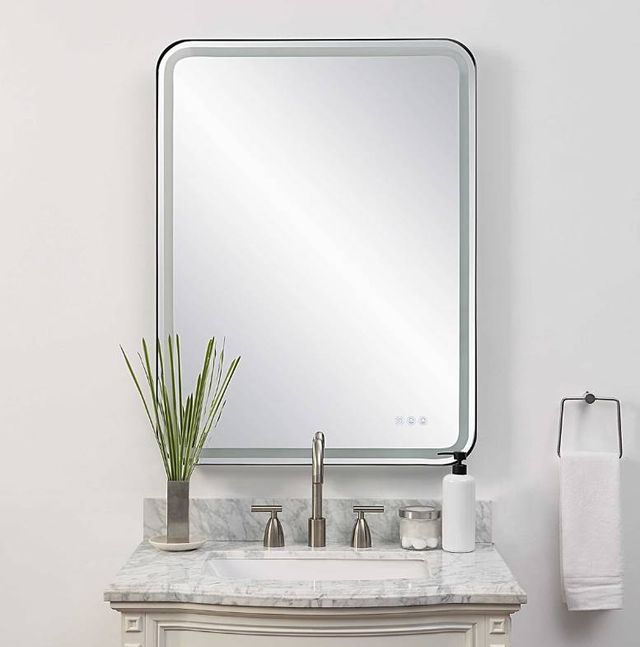 Uttermost® Crofton Satin Black Large Lighted Vanity Mirror-2
