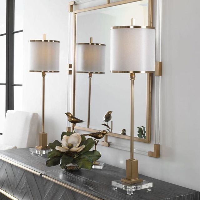 Uttermost® Villena Brushed Brass Plated Buffet Lamp-3