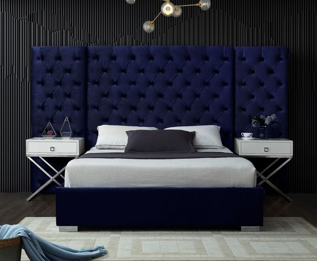 Meridian Furniture Grande Navy Velvet King Bed-1