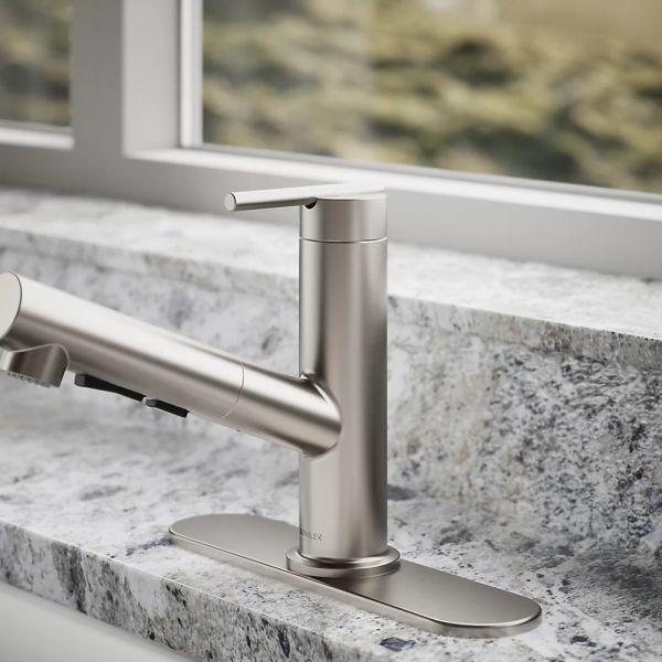 KOHLER® Crue® Vibrant Stainless Kitchen Sink Faucet with 3-Function Sprayhead-4