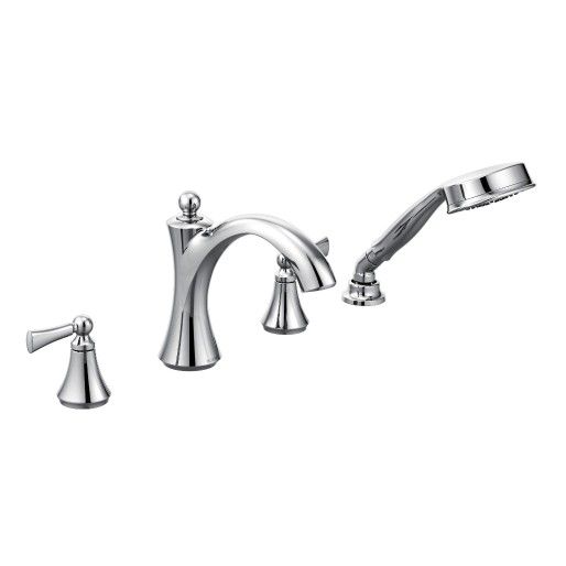 Moen® Wynford Chrome Two-Handle Diverter Roman Tub Faucet-0