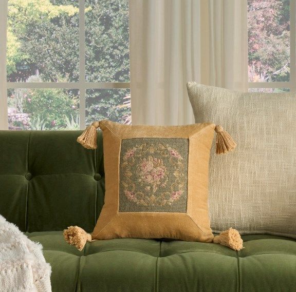 Nourison Home™ Mina Victory Vintage Pillow Sage 15"x15" Throw Pillow-3