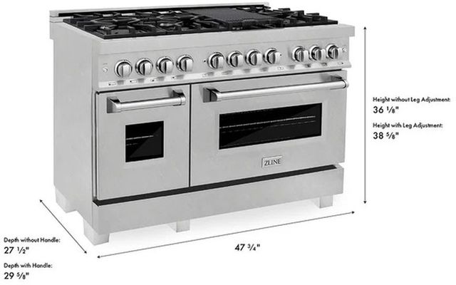 ZLINE 48" Satin Stainless Steel Pro Style Dual Fuel Range-2