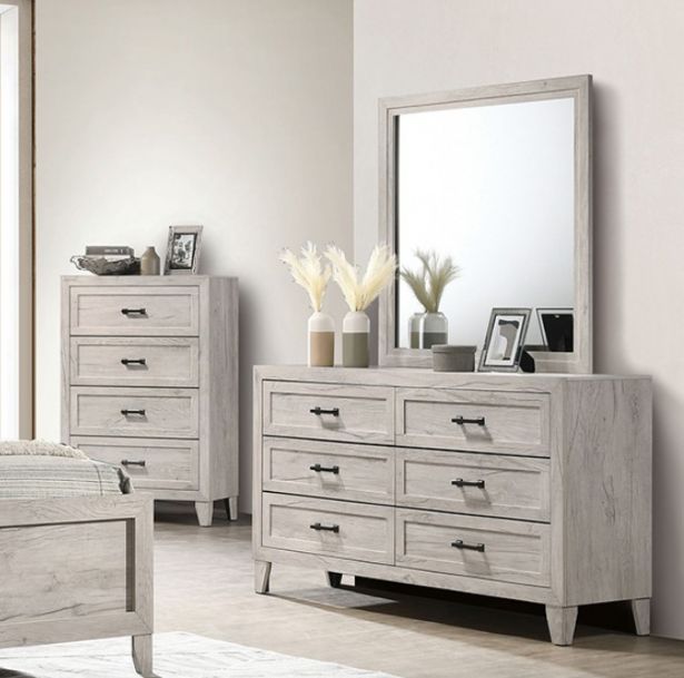 Furniture of America® Mysen 4-Piece White Wash Queen Bedroom Set-3