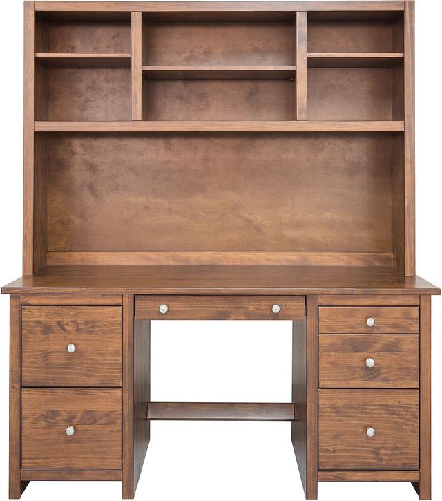 Mako Wood Furniture Inc. Home Office 2-Piece Large Double Pedestal Desk and Hutch Set-1
