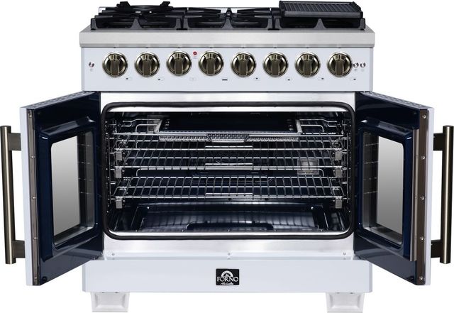 FORNO® Capriasca Series Alta Qualita 36" White Pro Style Dual Fuel Range-1