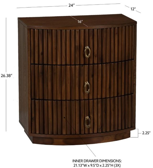 Powell® Ciarra Walnut 3-Drawer Nightstand-2