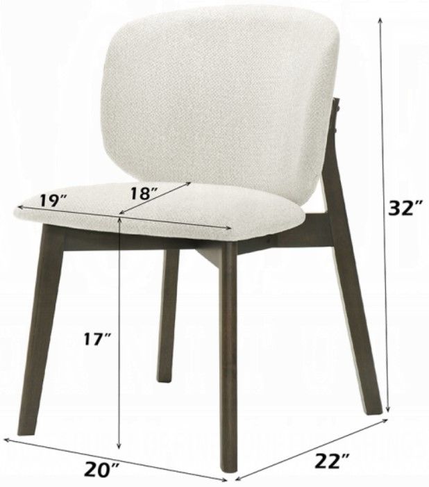 ACME Furniture Mallin 2-Piece Gray/Walnut Upholstered Dining Side Chair Set-2