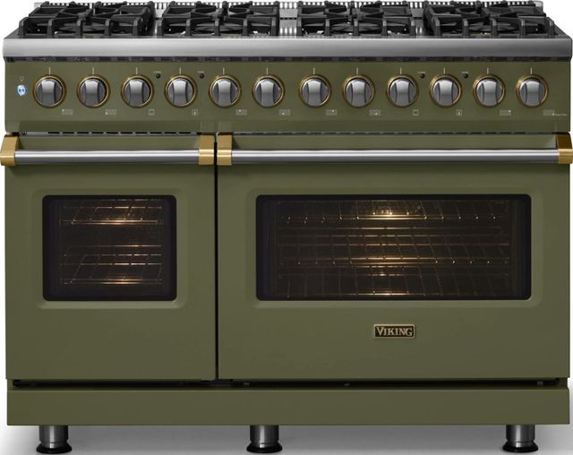 Viking® 5 Series 48" Martini Pro Style Dual Fuel (NG) Range with Brushed Brass Trim-2