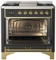 Ilve® Majestic III 36" Graphite Matte Pro Style Dual Fuel Natural Gas Range with 6 Black Brass Burners and Brass Trim-1