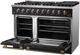 FORNO® Galiano 48" Stainless Steel Pro Style Gas Range with Black Door and Antique Brass Accents-3