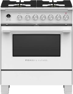 Fisher & Paykel 30" White Freestanding Dual Fuel Natural Gas Range