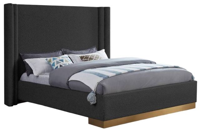 Meridian Furniture Halton Black Queen Upholstered Panel Bed-0