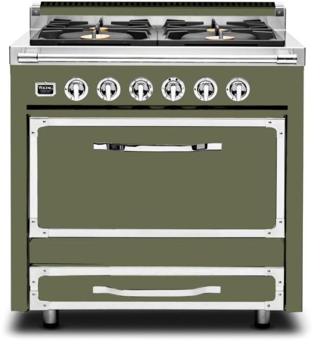Viking® Tuscany 36" Cypress Green Dual Fuel Natural Gas Pro-Style Range-0