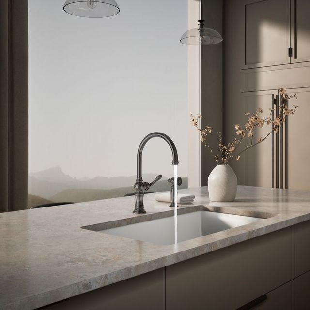 KOHLER® Artifacts® Vibrant Titanium Single-Handle Kitchen Sink Faucet with 2-Function Sprayhead-2