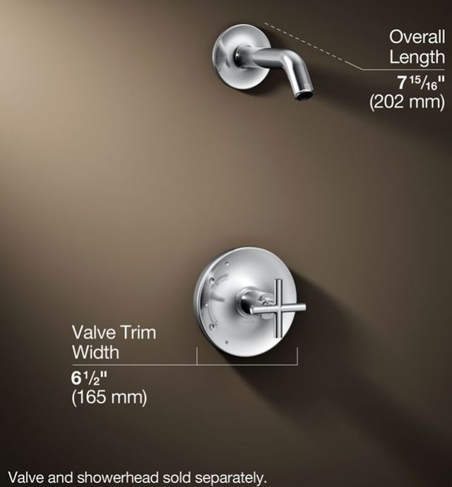 KOHLER® Purist® Rite-Temp® Polished Chrome Shower Trim Kit with Cross Handle-2